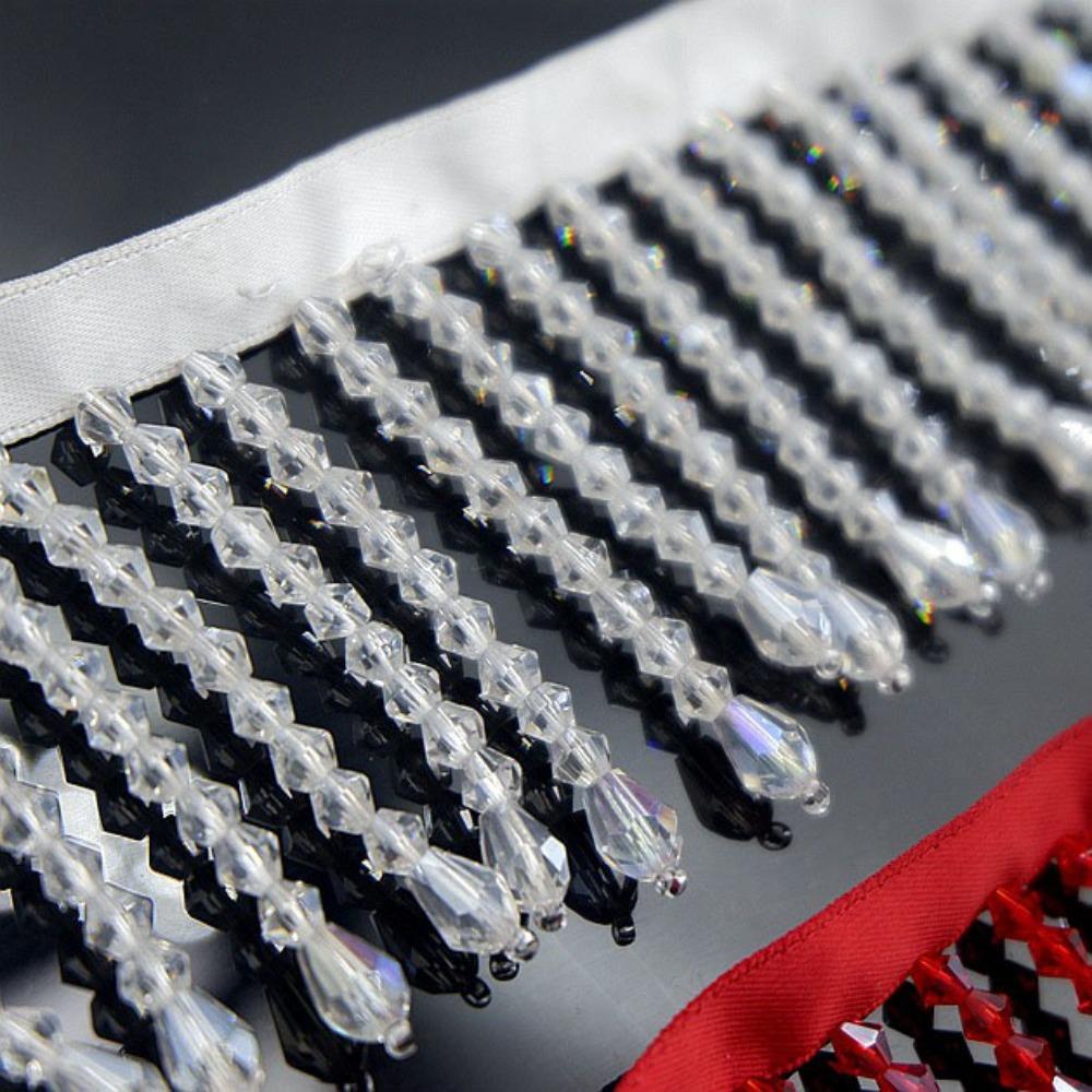 Новая 5,5 см Широкая Хрустальная Подвеска Бахрома из Бусин DIY Кружевная Декоративная Отделка Кисточка Бахрома Аксессуары для Костюмов белый