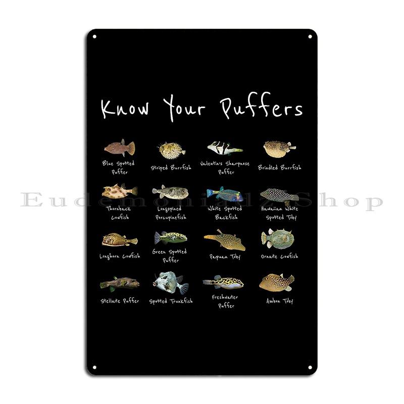 Puffer Fish Species Gift Marine Biology Diving Ocean Spanky Metal Sign Home Wall Mural Custom Club Bar Tin Sign Poster