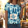 Women Casual Pullover T Shirt Oktoberfest Print Short Sleeve Crew Neck Top Lightweight Comfortable Fit Summer Tee