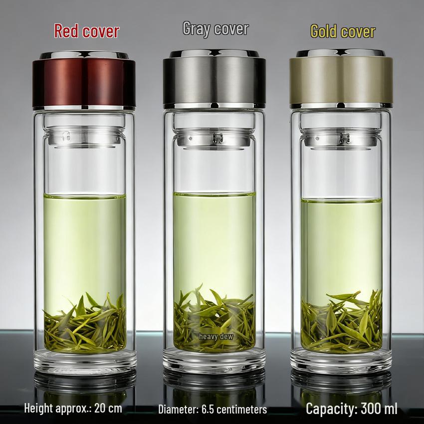 High-Temperature Resistant Double-Layer Printed Borosilicate Glass Tea Cup