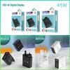 45W Multi-Port USB Charger with Digital Display - 3.1A, EU/US/UK Plug