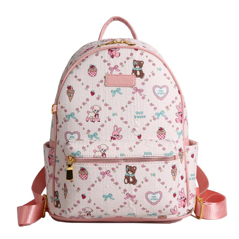 Schoolbag High-end Sense Large-capacity Cartoon Backpack Women's New Travel Shopping Leisure Bag College Student Class Schoolbag