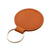 Round PU Leather Keychain with Metal Pendant - Custom Logo Printing Available