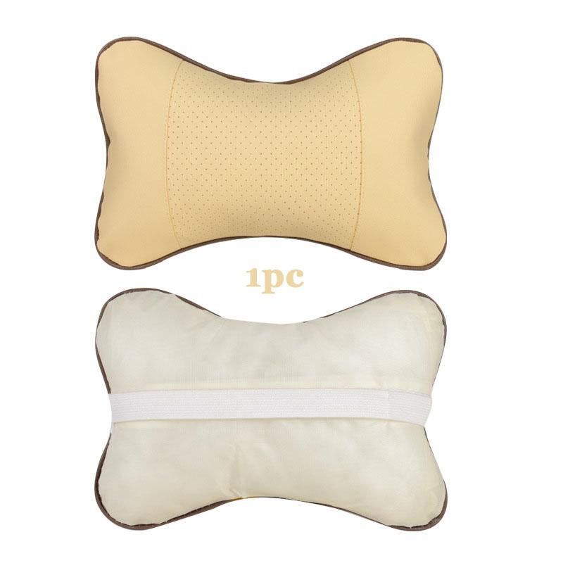 1PC Car Neck Pillow Both Side PU Leather Headrest for Head Pain Relief Fiber Filled Universal Car Pillow