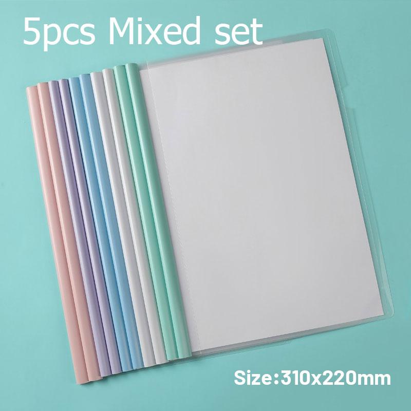 5Pc/Set A4 Transparent Folder Thickened Plastic Folder File Water-Repellent Test Paper Storage Bag Office Document Classification Bag
