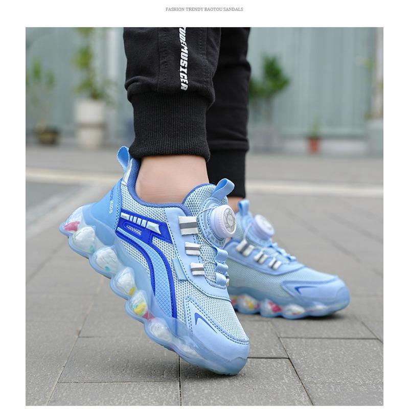 Kids' Quick-Lace Mesh Sneakers Colorful Bubble Sole Breathable Casual Sports Shoes Fashion Children's Trainers