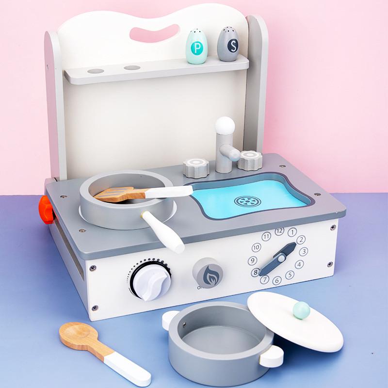 Wooden Pretend Play Kitchen Set For Kids With Childrens Cookware Gift For Toddlers
