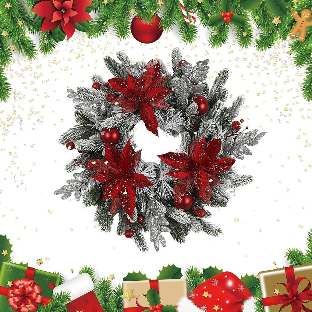 Christmas Wreath Door Garland Reusable Pinecone Hanging Xmas Decoration for Front