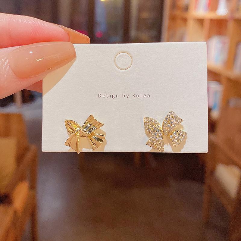 Exquisite S925 Silver Bow Earrings - Korean Micro-Inlaid Design