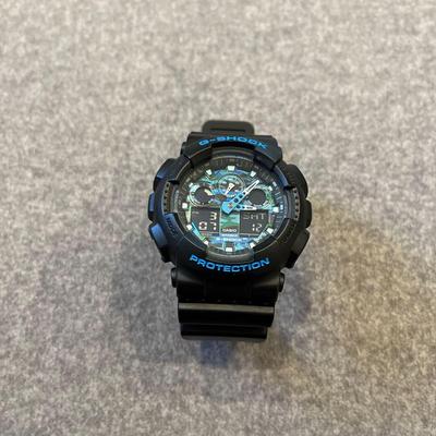 Used Good Condition CASIO G-SHOCK GA-100CB Ana-Digi Watch Black Blue