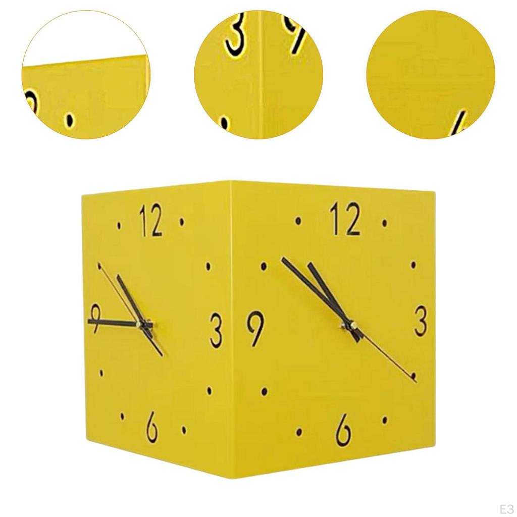 Faced Corner Timepiece Quiet Design Square Clock for Cafe Dining Area