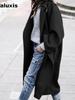 New Autumn/Winter Women's Casual Long Length Solid Color Warm Wool Coat