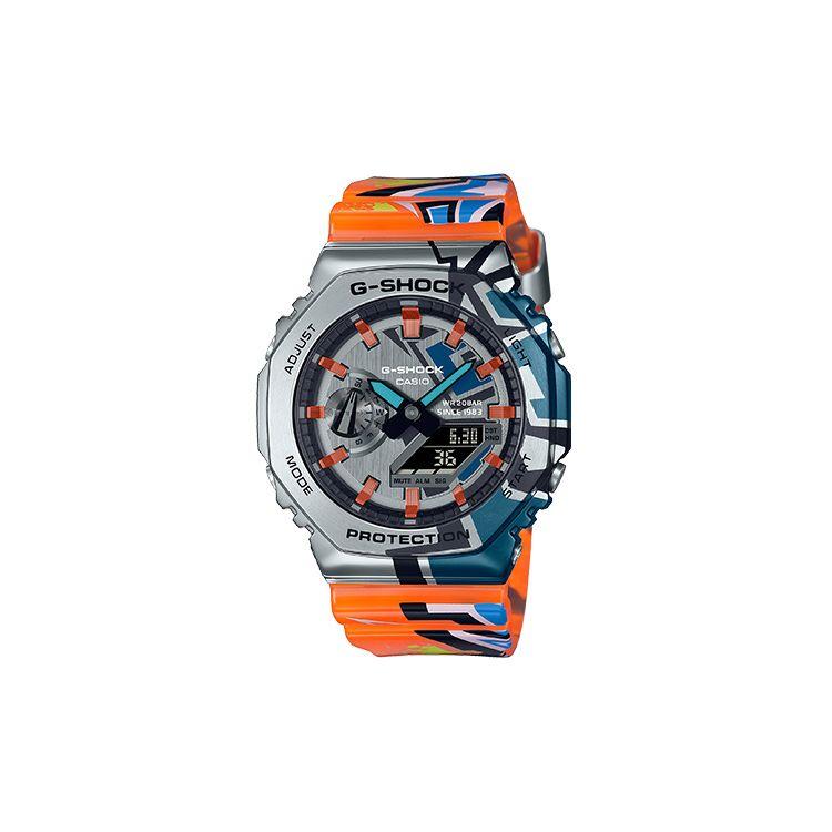 Casio Men's Silver 40Th Anniversary Street Graffiti Casual Fashion Sports Waterproof Quartz Movet Resin Strap Watches Gm-2100Ss-1Apr