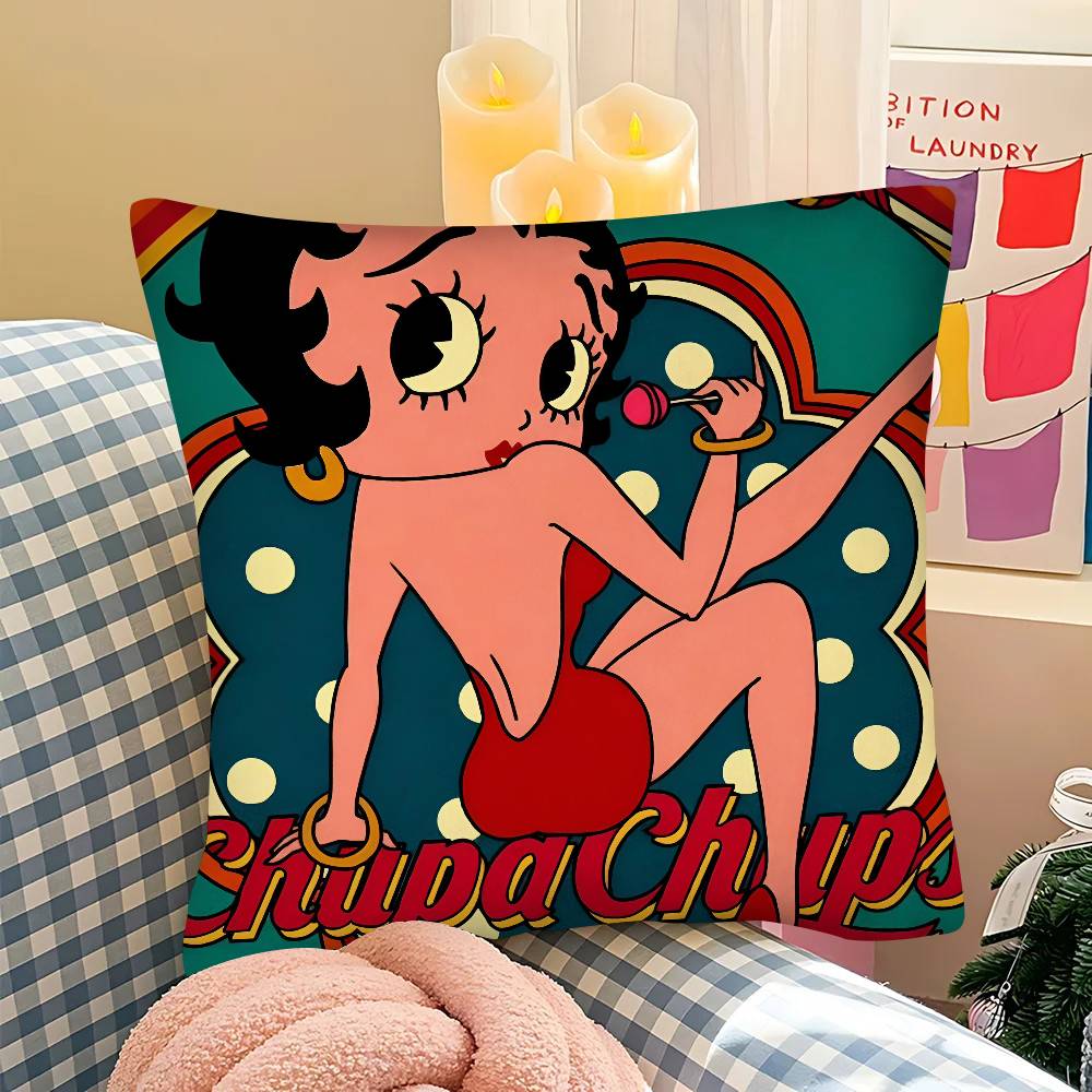 Popüler Güzel Çizgi Film B-Betty B-boop Yastık Kılıfı Kare Yastık Yatak Odası Kanepe Boş Zaman Konfor Minderi Araba Ev Dekorasyonu