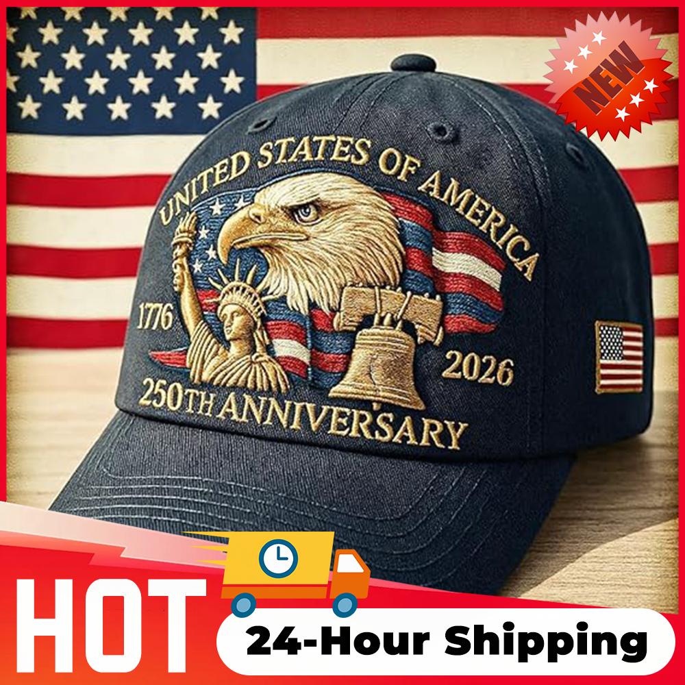 Adjustable Washed Cotton Baseball Cap Vintage Tribute Patriotic Trucker Hat US 250th Anniversary Cap Trucker Hat for Men & Women