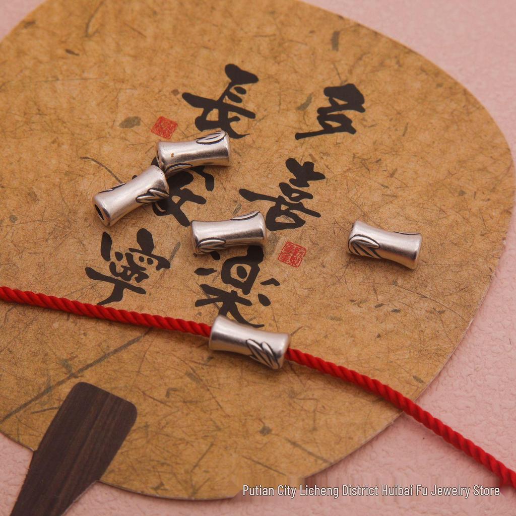 S999 Sterling Silver Bamboo Joint Beads Spacer for DIY Bracelets