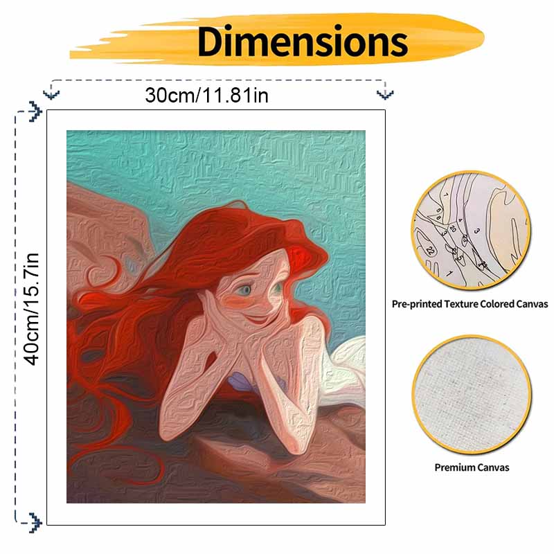 Disney Oil Painting Art Painting Set Mermaid Princess Wall Decor Handmade Gift