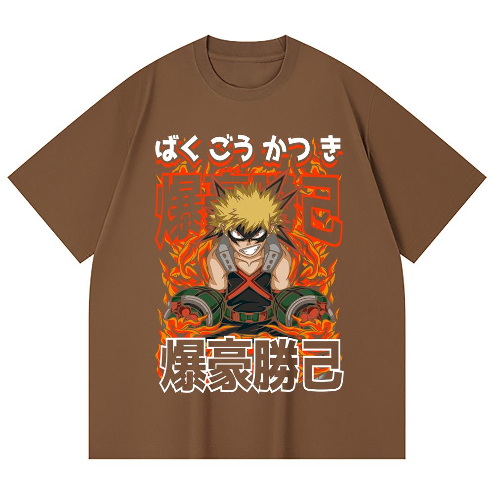 230 Gsm 100% Cotton My Hero Academia V13 Bakugo Print Unisex Heavy Cotton T Shirt