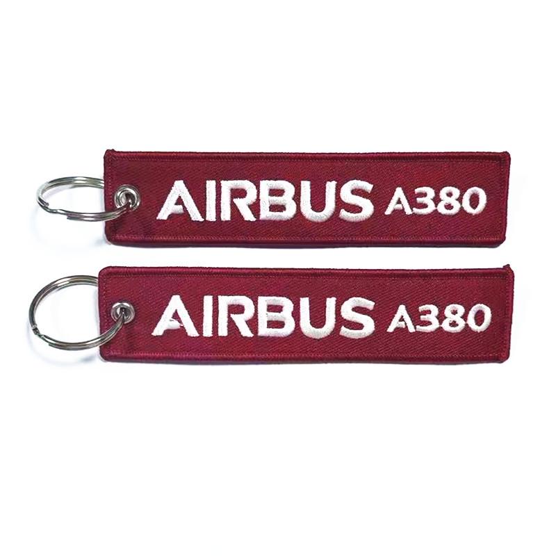 Portachiavi Ricamato Double-Sided Commemorativo per Aviazione Air380 con Logo Volante