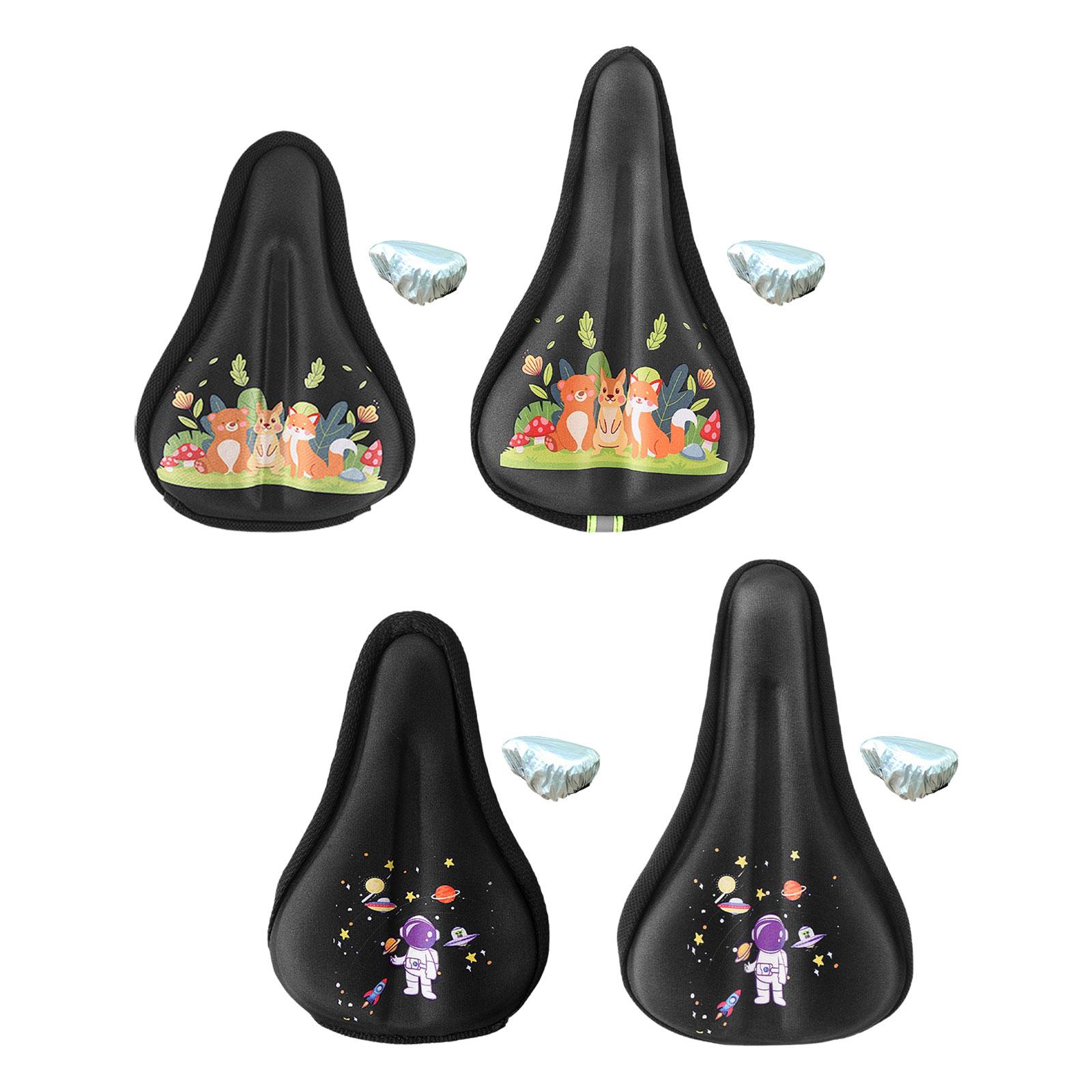 Kids Bicycle Seat Cushion Cover, Bicycle Seat Protective Cover with Rain Cover, Childrens Bike Seat Cushion, Black