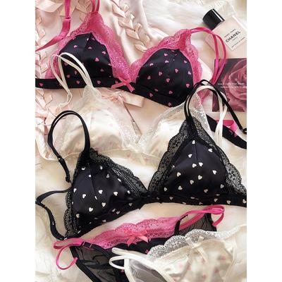 1 Set/Französisches ultradünnes Unterwäscheset mit Dreieckscups, neues sexy Spitzen-Mesh-Sommer-Atmungsaktives BH-Set aus Seidenstoff, bequemer Büstenhalter