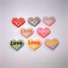 100Pcs Plaid Love Heart Planar Flatback Resin Cabochon Earrings Jewelry Making Accessories DIY Patch Crafts Material