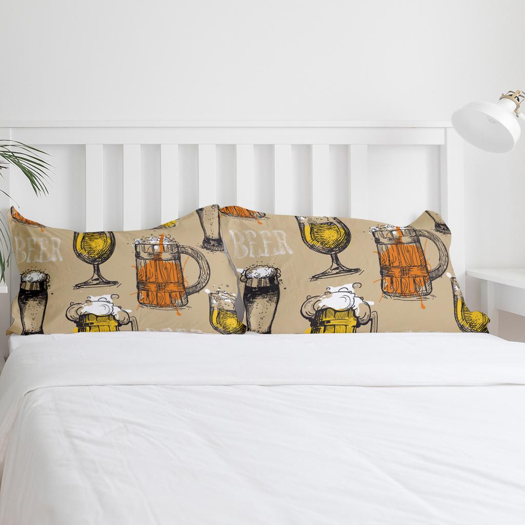 Vintage Text Beer Glasses Duvet Cover With Pillow Case Custom Comforter 3pcs Bedding Set Quilt Cover Double Bed Home Textile