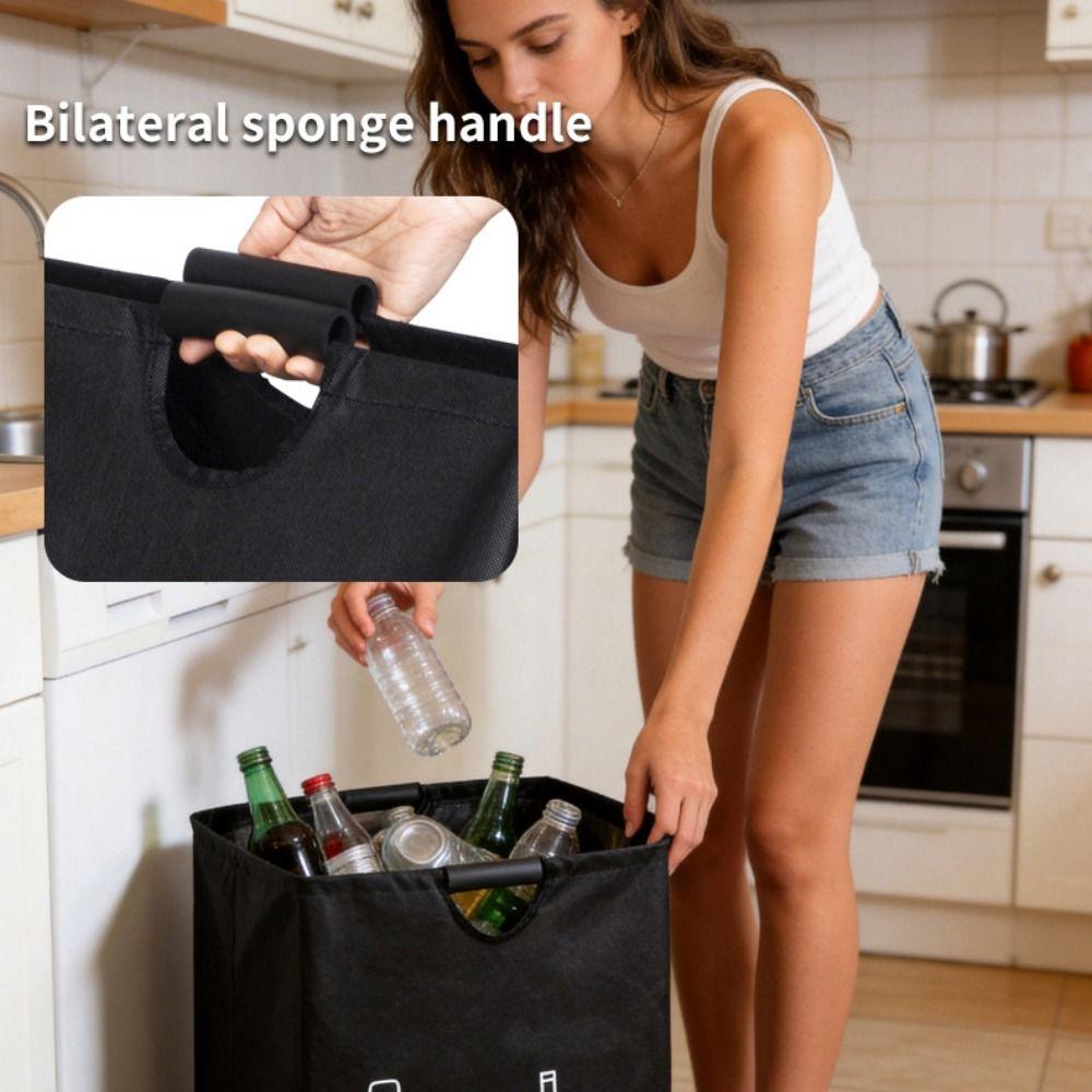 60L Empty Bottle Storage Basket with Handle Large Capacity Dirty Clothes Basket Categorized Storage Foldable Garbage Bin