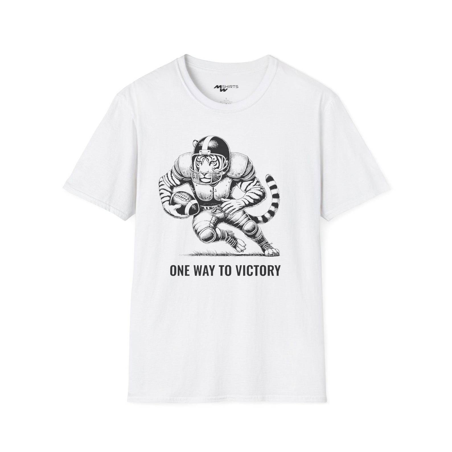Football Tiger T-Shirt: Engraving-Style Sports Tee S