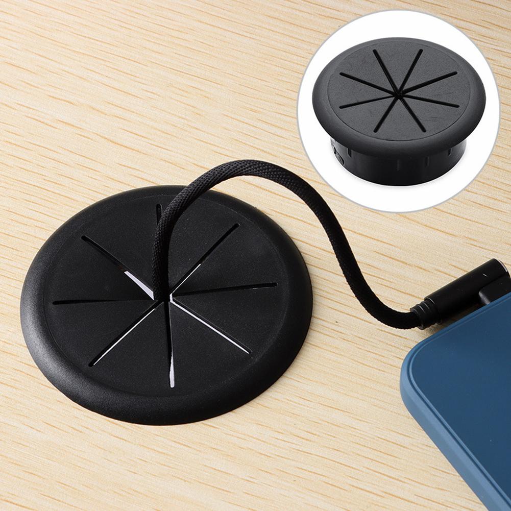60MM Desk Cord Grommet Wire Hole Cover Line Outlet Port Threading Box Cover Cable Passing Box Office Table Cable Organizer