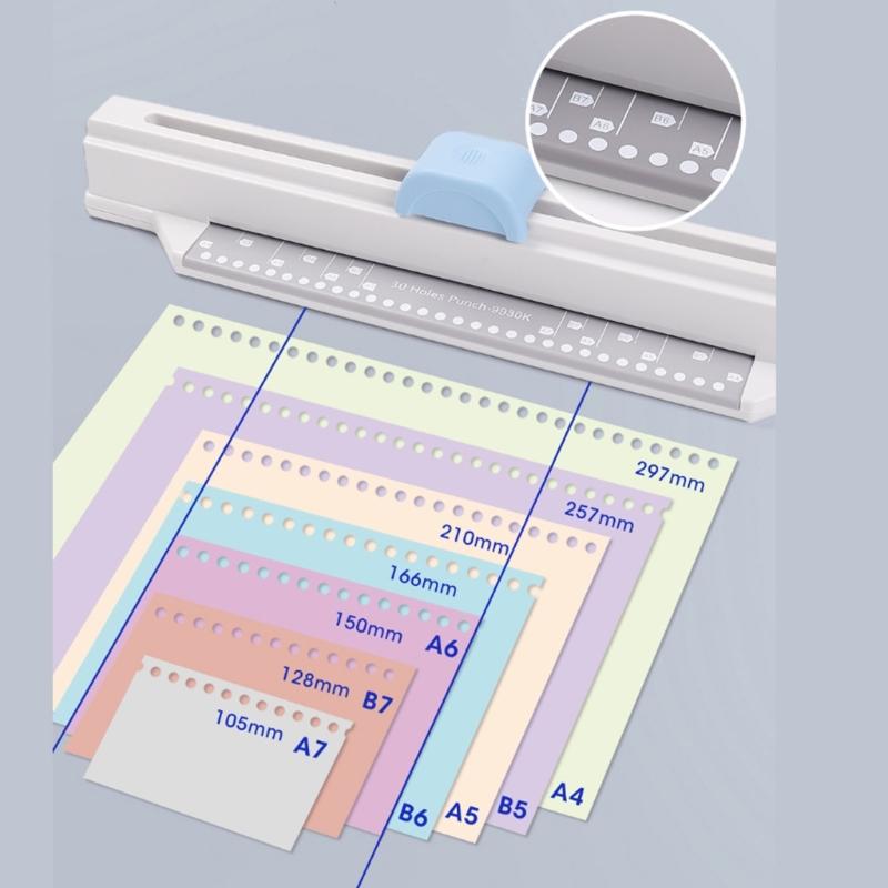 30 Holes Punchersliding Light Duty Paper Punch Portable Hand Hold Large Capacity 5 Sheets Round Hole Punch Paper Punch