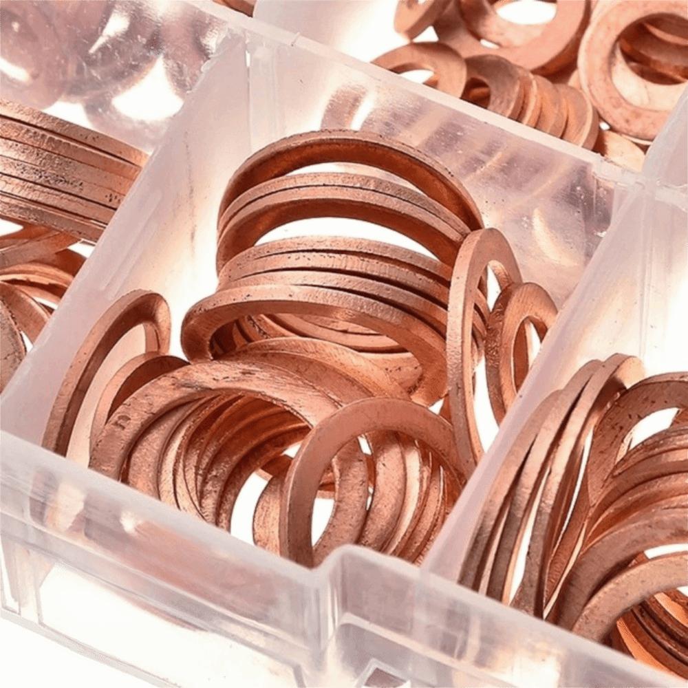 Flat Ring Copper Washer M5/M6/M8/M10/M12/M14 Solid Gasket Sealing Gasket Car Engine Washers Gasket Assortment Set Seal Ring Tool