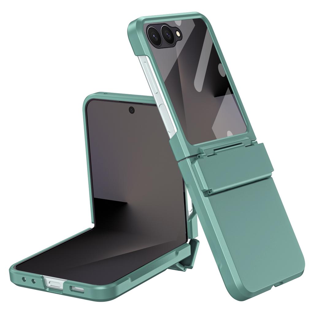 For Samsung Galaxy Z Flip7 5G Case Hard PC Phone Cover with Tempered Glass Rear Screen Protector