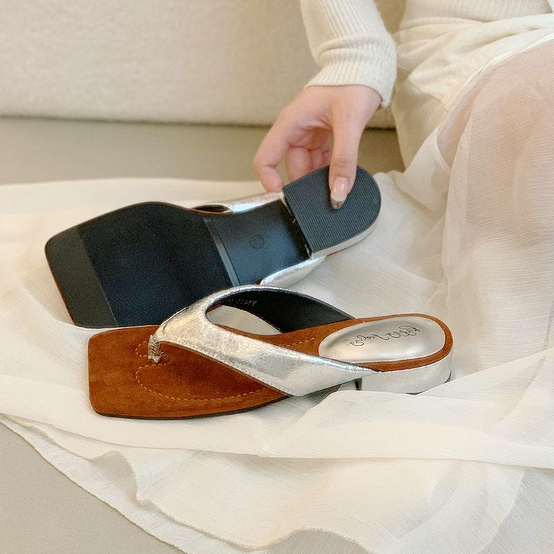 Mode Mode Eckige Zehen Damen Ballerinas Hausschuhe Sandalen Schuhe Neu In Sommer Strand Pantoletten Damen Ballerinas Hausschuhe Schuhe Weiblich Zehentrenner