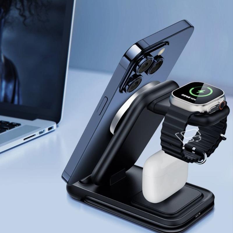Multiple Gadget Energy Hub Simultaneous Wireless Energy Foldable Compact Designs For Smartphones Smartwatches Earphones