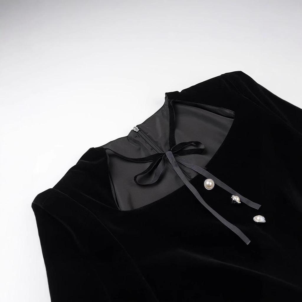 Spring 2025 Women's High-Waisted Lace-Up Two-Piece Irregular Long-Sleeve Dress