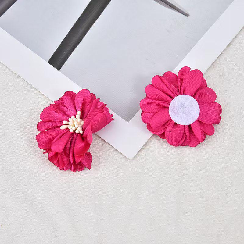 Retro Hong Kong Style Satin Flower Fabric Hair Accessories - Handmade Hair Ties, Headbands, Clips, and Earrings.