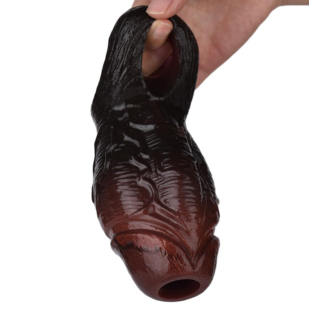 Realistic Silicone Penis Sleeve Extender Condom Cock Enlarger Strap On Adult Dildo Sex Toy