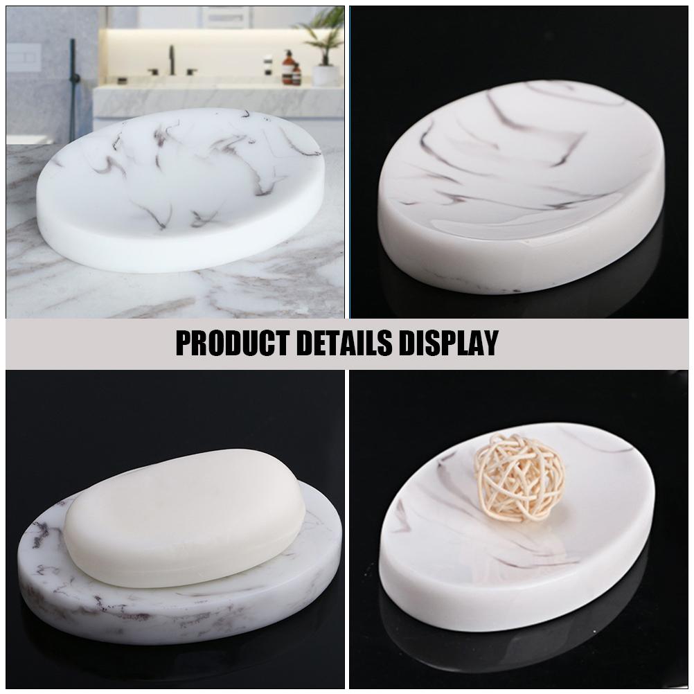 Resin Marble Pattern Soap Dish Soap Tray Bathroom Holder Decorative Bar Container Portable Dishes White Modern