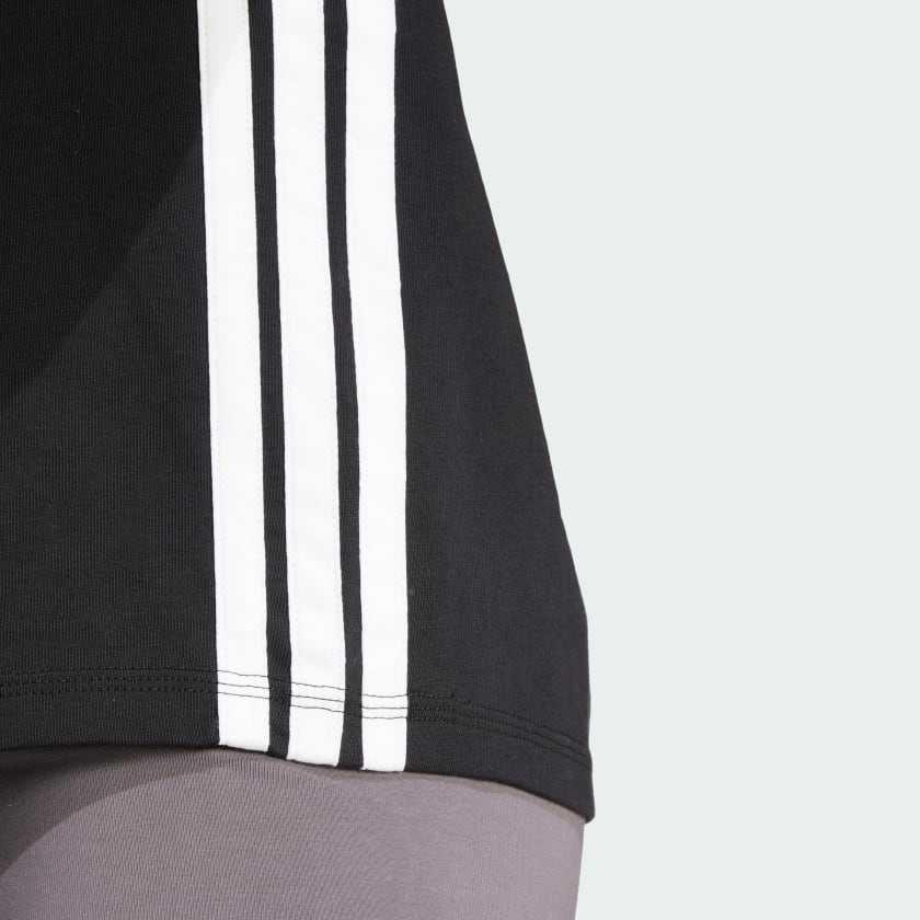 adidas Womens Essentials 3-Stripes Cotton T-Shirt Black/White Women Streetwear JD0846
