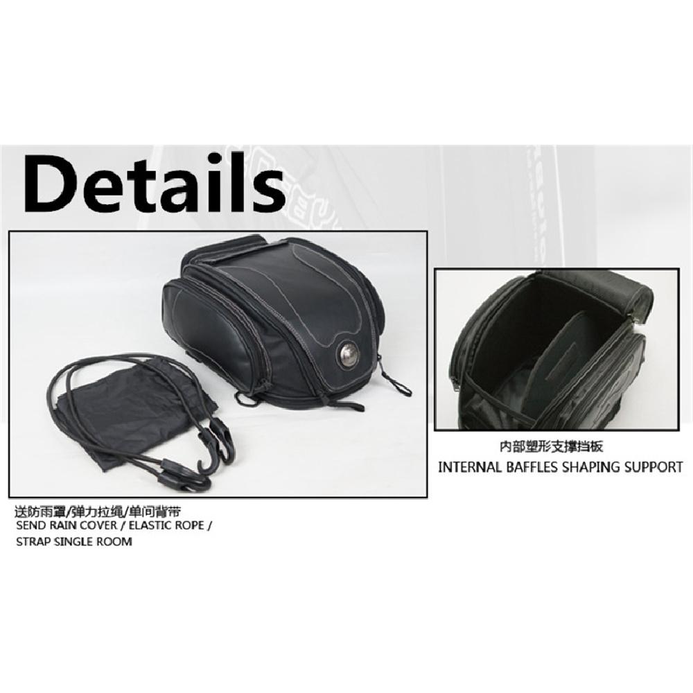 1X Waterproof Black Pu Leather Motorcycle Atv Scooter Rear Seat Luggage Tail Bag