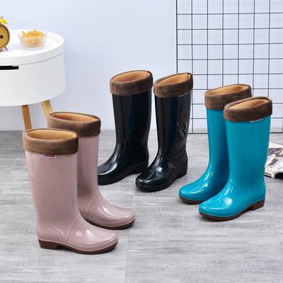 Women's Rain Boots Solid Color Non-slip Waterproof Rubber Sole Glue Adult Tall Rain Boots