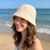 Solid Color Summer Sun Hat Weave Bow Bucket Hat Casual Sunscreen Visor Cap  Hiking