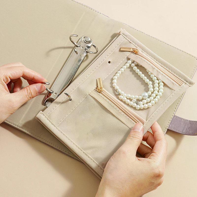 Stylish PU leather Jewelry Box, Portable Velvet Pouch with Clear Zipper, Ideal Women's Gift 1PC
