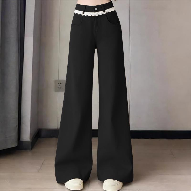 

ZANZEA Women Casual Solid Color Loose Long Straight Pants 5XL чорний