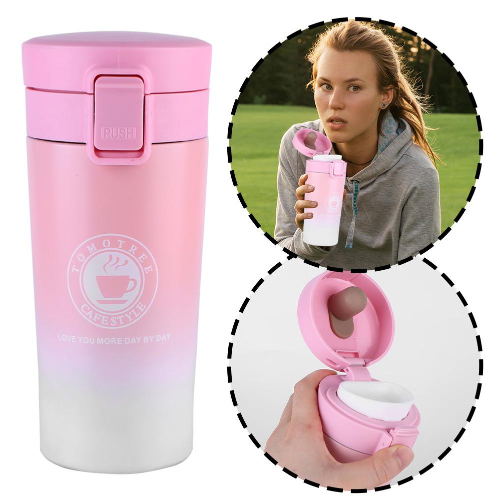 

380 мл термокружка с двойными стенками 304 чашка для кофе чай вакуумный термос фильтр бутылка для воды горячая холодная изолированная термокружка для кофе розовый