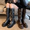 The Same Button Boots~ 6cm Thick-soled Locomotive Medium and High Leather Boots Knight Boots Women's Short Boots Autumn and Winter