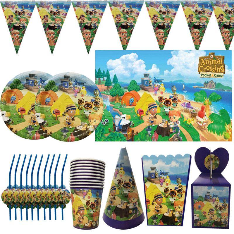 Crossing Animal Birthday Party Supplies Kids Decor Plate Tablecloth Hat Banner