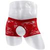 Men'S Rose Lace Boxers See Through Underwear Sissy Open Crotch Lingerie Open Front Penis Panties Crossdress Underpant Nightwear