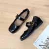 Inner Height-increasing Single Shoes Women's Spring New Flat-bottomed Versatile Retro Belt Buckle Temperament Commuter Mary Jane Shoes